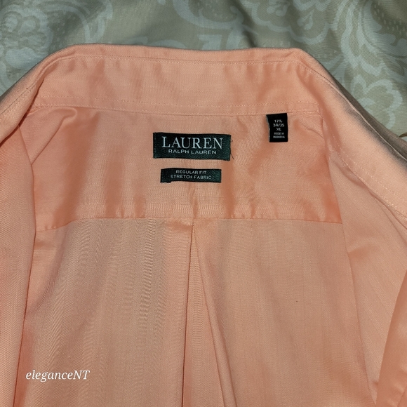 Ralph Lauren Men's Peach Long Sleeve Regular Fit Shirt Sz: XL (17 1/2 collar) - Picture 3 of 10